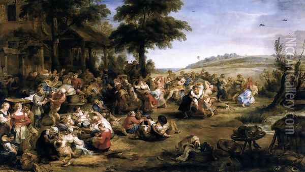 The Village Fete (Flemish Kermis) 1635-38 Oil Painting - Peter Paul Rubens