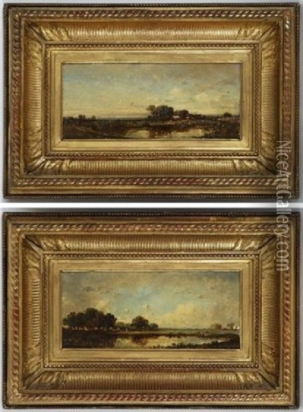 Paysages De Campagne Animes (+ Another; Pair) Oil Painting - Leon Victor Dupre
