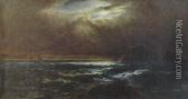 Swiatlo Ksiezyca Nad Brzegiem Morza Oil Painting - Arthur Gilbert