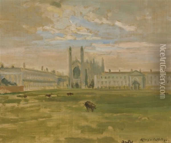 King's College, Oxford Oil Painting - Jacques-Emile Blanche