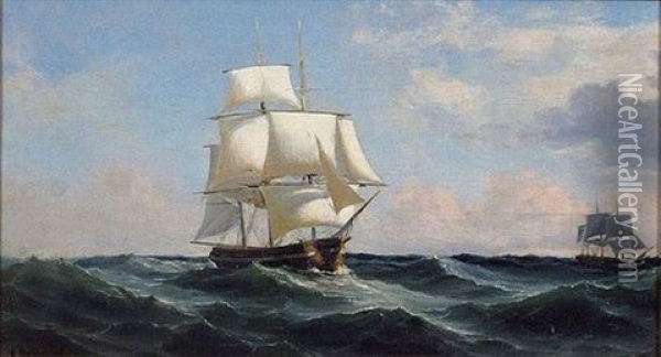 Marine Oil Painting - August J.P. Bohnhorst