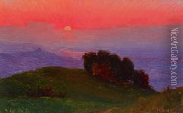 Sonnenuntergang Uber Einer Hugeligen Landschaft Oil Painting - Josef Straka