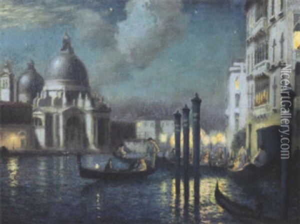 Le Grand Canal, Venise - La Nuit Oil Painting - Ferdinand du Puigaudeau