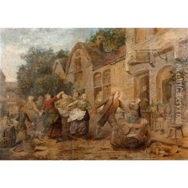Fete Villageoise Oil Painting - Ferdinand de Braekeleer the Elder
