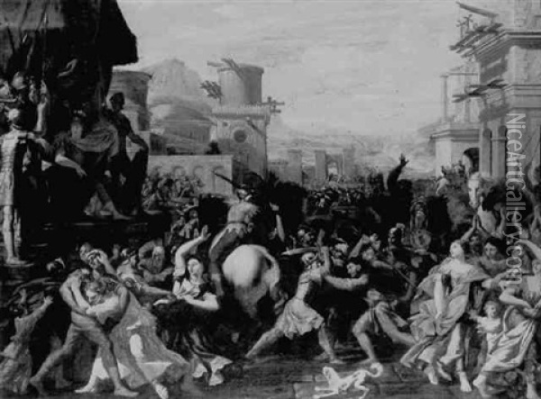 The Rape Of The Savenics Oil Painting - Domenico Gargiulo