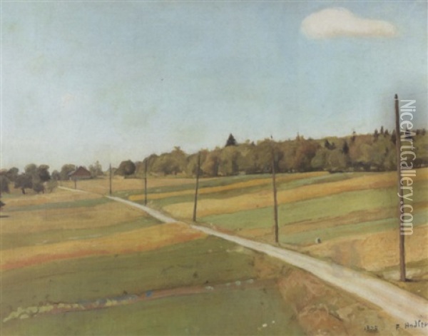 Feldweg Mit Telegraphenmasten Oil Painting - Ferdinand Hodler