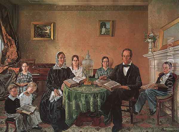 Reverend John Atwood and his Family 1845 Oil Painting - Henry F. Darby