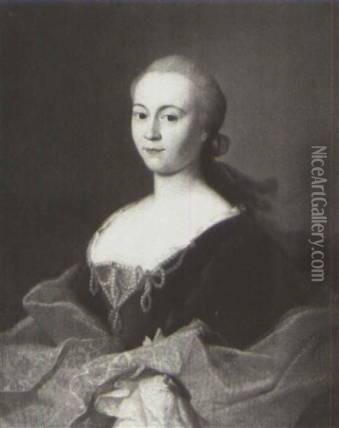 Portrait Of A Lady, Said To Be Madame Goutier De Houlter Oil Painting - Georg Caspar Von Prenner