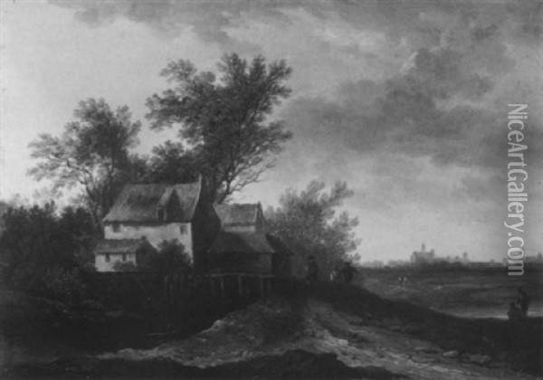 Landschaft Bei Abendstimmung Oil Painting - Franz Schuetz