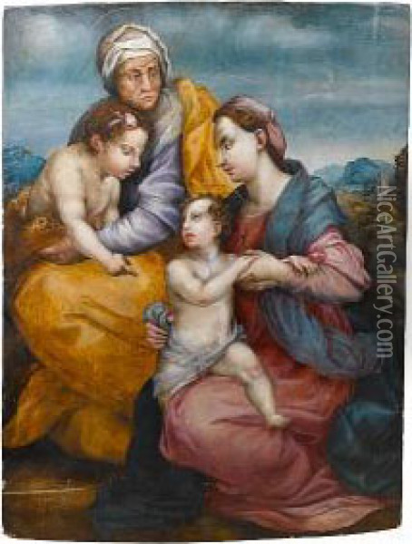 The Madonna And Child With Saint Anne And The Infant Saint John The Baptist Oil Painting - Andrea Del Sarto
