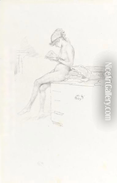 The Little Nude Model, Reading Oil Painting - James Abbott McNeill Whistler
