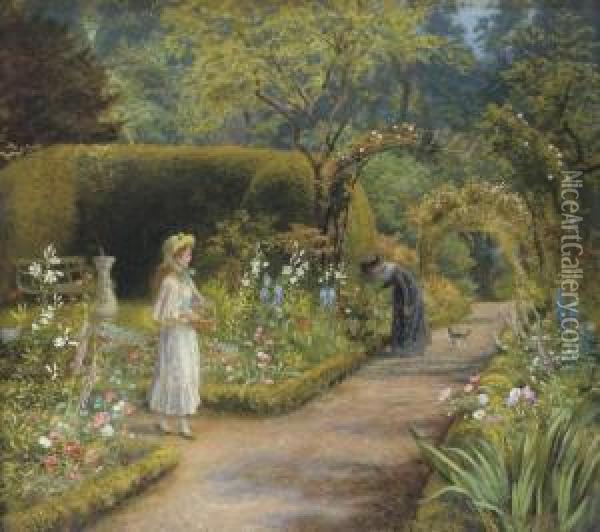 A Visit To Grandmother Oil Painting - Arthur Hughes