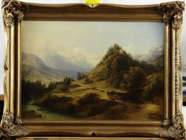 Alpstuga Oil Painting - Eduard Friedrich Pape