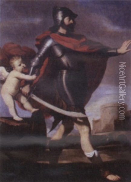 Love Staying The Hand Of War Oil Painting -  Guercino