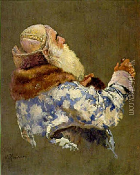 Study Of A Boyard Oil Painting - Konstantin Egorovich Makovsky