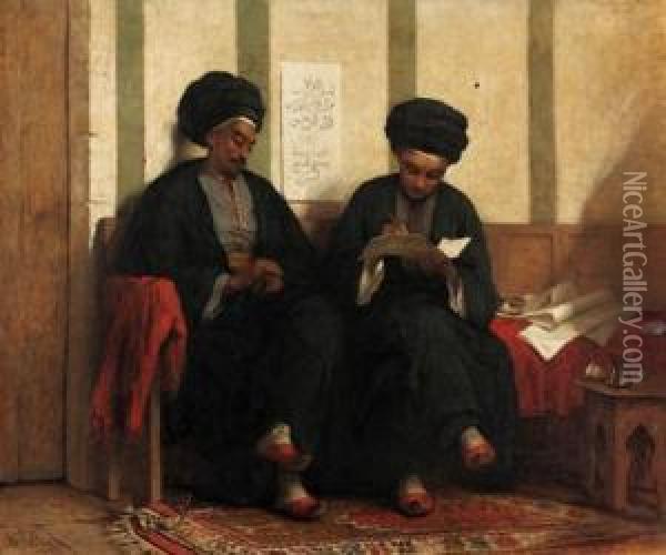 Un Poete; Les Coptes Dans La Haute Egypte Oil Painting - Henriette Browne