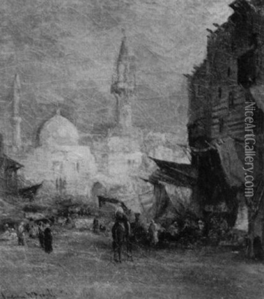 Arab Market Scene Oil Painting - Lucien Whiting Powell