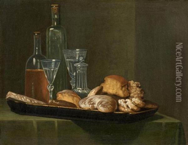 Nature Morte Aux Biscuits Et Verrerie Oil Painting - Andre Bouys