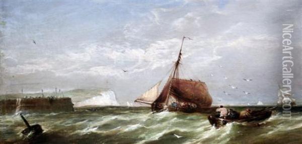 Fishing Boats In A Squall Off Dover Oil Painting - William Clarkson Stanfield