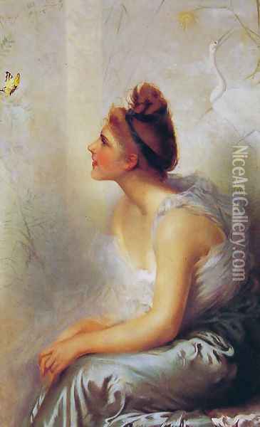 Beauty and the Butterfly Oil Painting - Vittorio Matteo Corcos