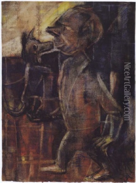 Herr Und Hund Oil Painting - Christian Rohlfs