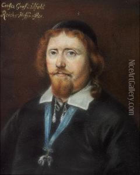 Kaldet Vantore: Portrait Of Corfitz Ulfeldt Oil Painting - Hans Christian Hansen