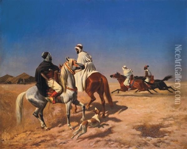 Cavaliers Arabes Oil Painting - Louis Charles Bombled