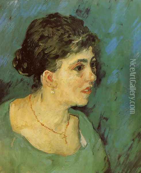 Portrait of a Woman in Blue Oil Painting - Vincent Van Gogh