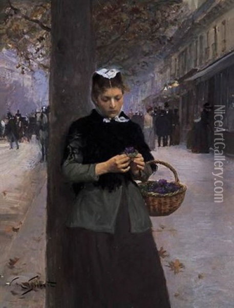 Marchande De Violettes Oil Painting - Victor Gabriel Gilbert