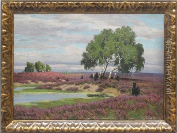 Bluhende Heide Oil Painting - Paul Mueller-Kaempff