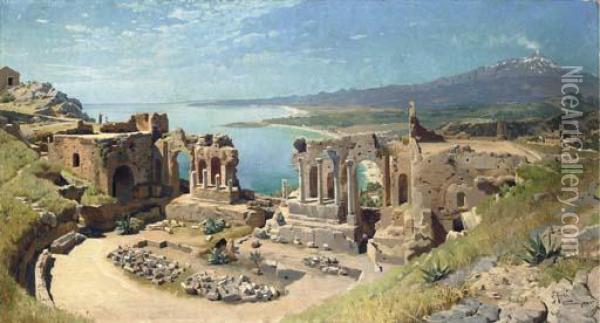 The Amphitheatre At Taormina Oil Painting - Peder Mork Monsted