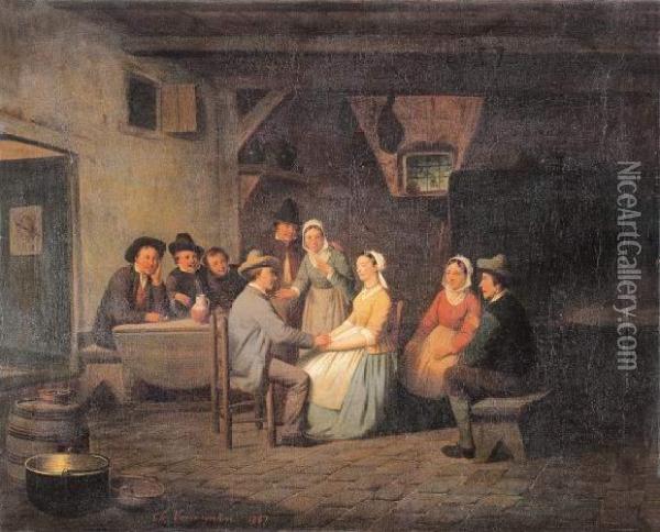 De Verloving (1867) Oil Painting - Camille Vennemann