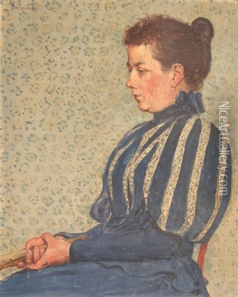 Femme Assise De Profil Oil Painting - Emile Alfred Dezaunay