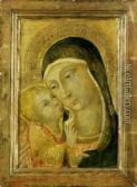 Madonna Mit Kind Vor Goldgrund. Oil Painting - Ansano Mancio Di Sano Di Pietro