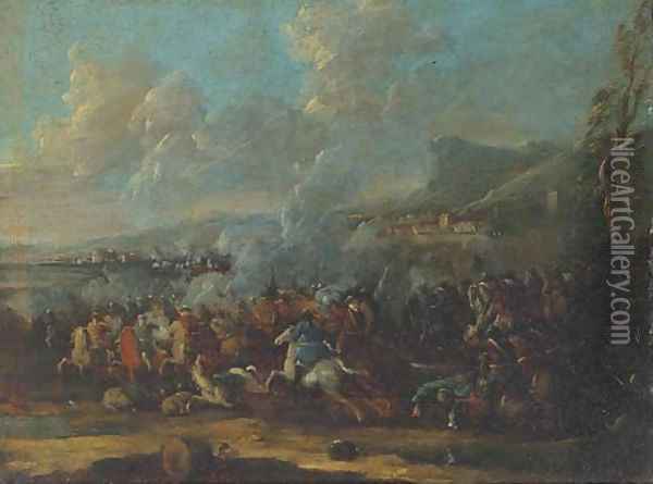 A cavalry skirmish 2 Oil Painting - Karel Breydel