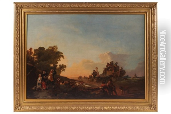 Coaching Scene Oil Painting - Philip James de Loutherbourg