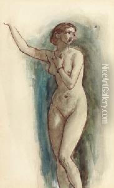 Study Of A Female Nude Oil Painting - William Edward Frost