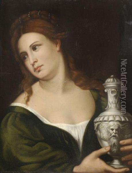 The Penitent Magdalene Oil Painting - Palma Vecchio (Jacopo Negretti)