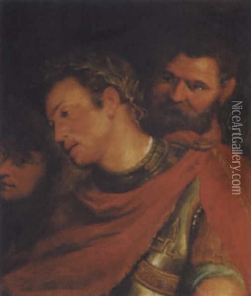Romische Feldherr Als Triumphator Mit Zwei Begleitern Oil Painting - Caspar de Crayer