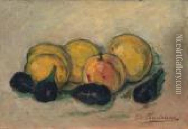Natura Morta Con Frutta Oil Painting - Giovanni Bartolena