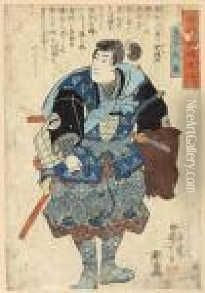 Miyamoto Musashi Oil Painting - Utagawa Kuniyoshi