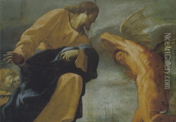 Tentazione Di Cristo Oil Painting - Giovanni Lanfranco