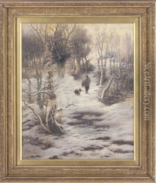 A Winter's Day In The Woods Oil Painting - Sidney Pike