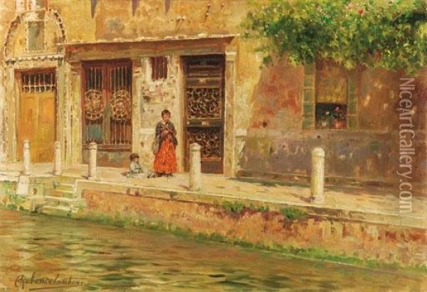 Sul Canale Oil Painting - Rubens Santoro