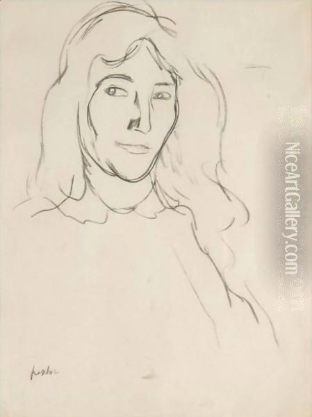 Woman With Long Hair Oil Painting - Samuel John Peploe