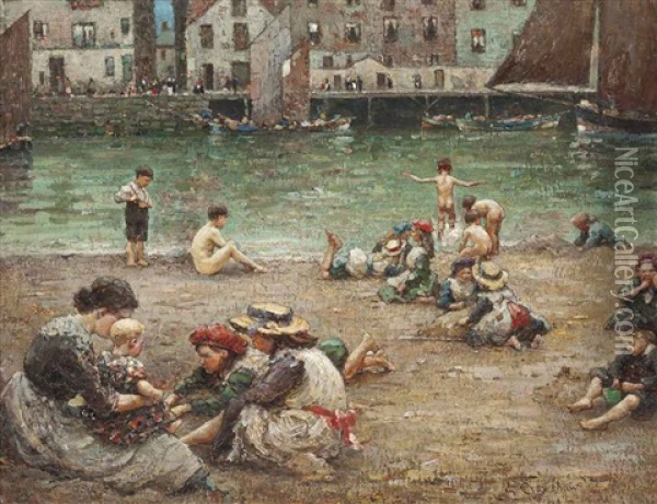 Summer Holidays Oil Painting - Lionel Townsend Crawshaw