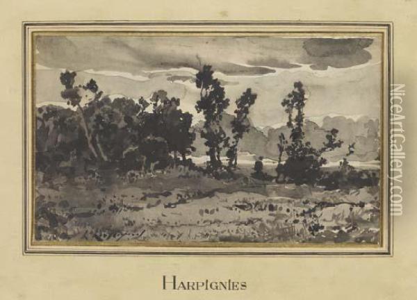 Harpignies, Paysage Boise Oil Painting - Henri-Joseph Harpignies
