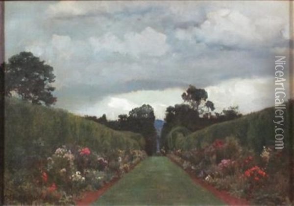 The Garden Path Oil Painting - Alfred William Parsons
