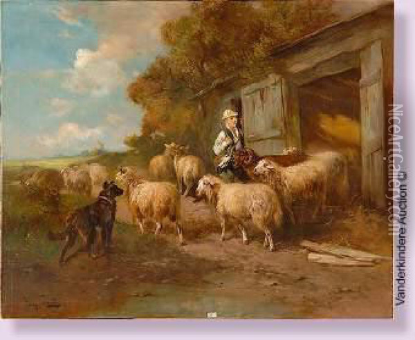 Berger Et Son Troupeau Oil Painting - Henry Schouten