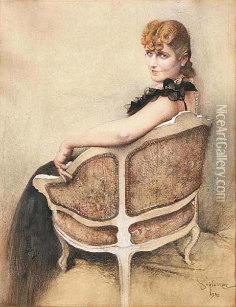 A Lady In An Armchair Oil Painting - Robert Chlosser